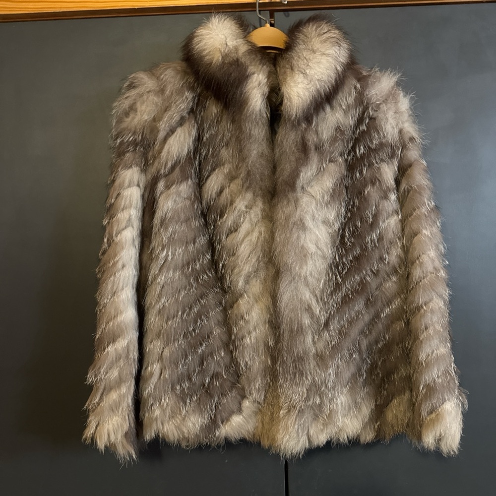 Saga Fur Gray and Brown Fox Jacket